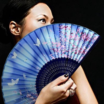 Abanico de mano plegable con logotipo personalizado de 13 pulgadas, abanico de mano grande de bambú plegable, abanico de claqueo en blanco para sublimación para bodas y bailes 10