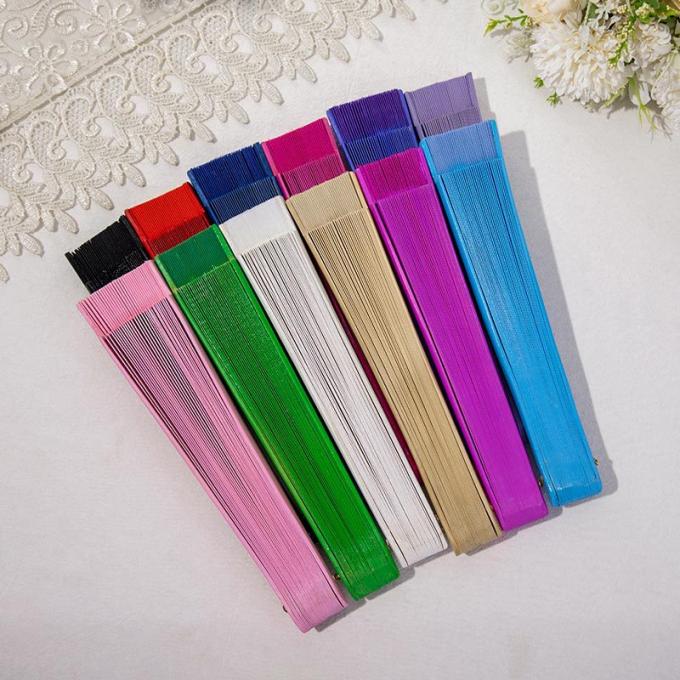 Ventilador de moda español Elegante Ventilador de mano de madera Ventilador chino vintage de color sólido Ventilador plegable plano para fiestas de disfraces Decoraciones 6