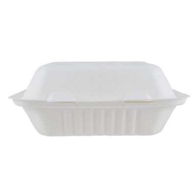 Logo Customized Sugarcane Clamshell Food Container Take Away 3 Compartment