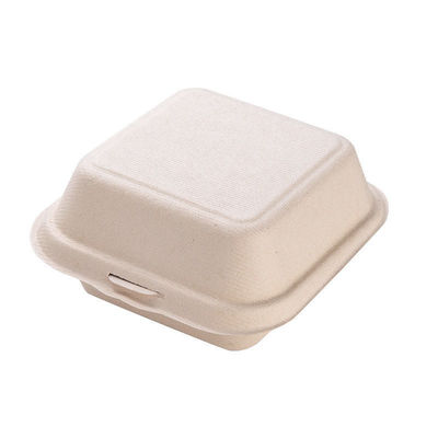 6x6" Bagasse Clamshell To Go Box Take Out for Lunch
