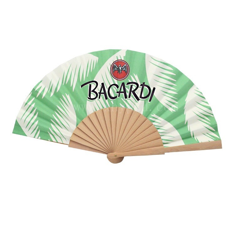 Sublimation Blanks Folded Polyester Bamboo Fans Bamboo Fabric Folding Hand Fan Clacking Folding Hand Fan