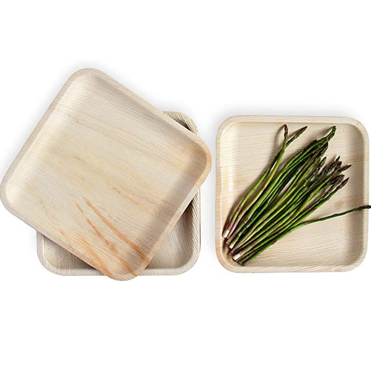 Anti Puncture 8 Inch Square Palm Leaf Disposable Plates For Party