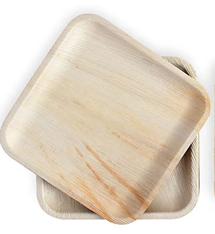 Anti Puncture 8 Inch Square Palm Leaf Disposable Plates For Party