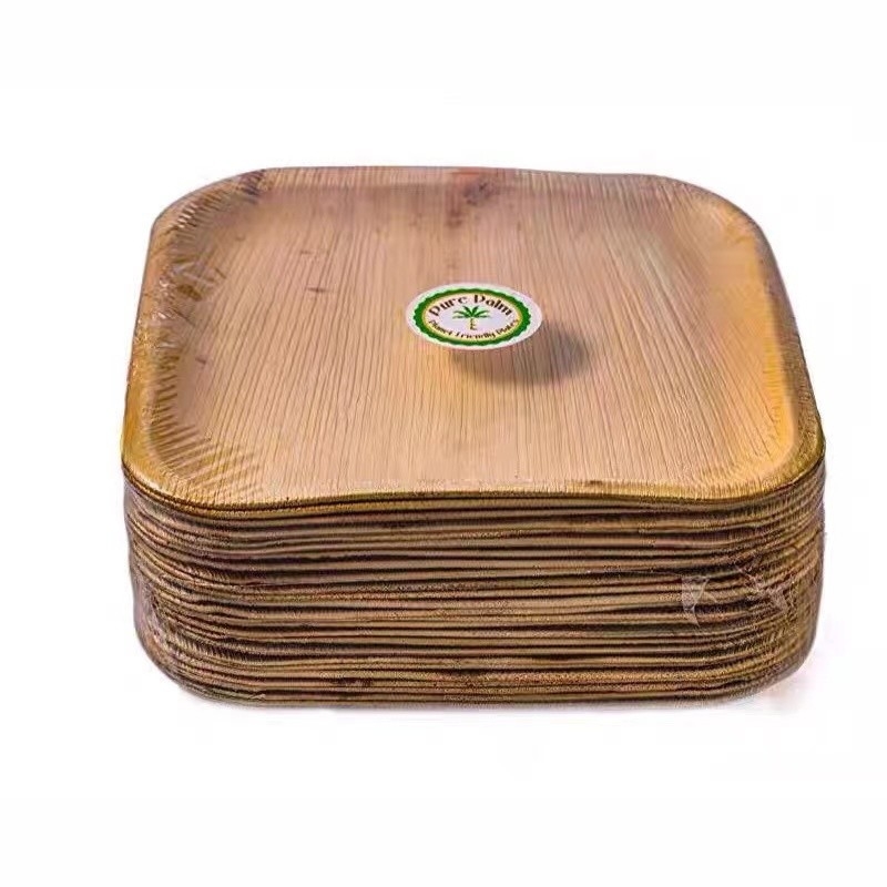 Biodegradable Disposable 10 Inch Square Areca Palm Leaf Plates For Corporate Events