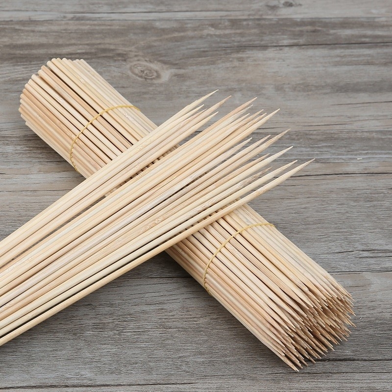 Custom Logo Wholesale Flat Knotted Bamboo Skewer Stick 35cm 40cm
