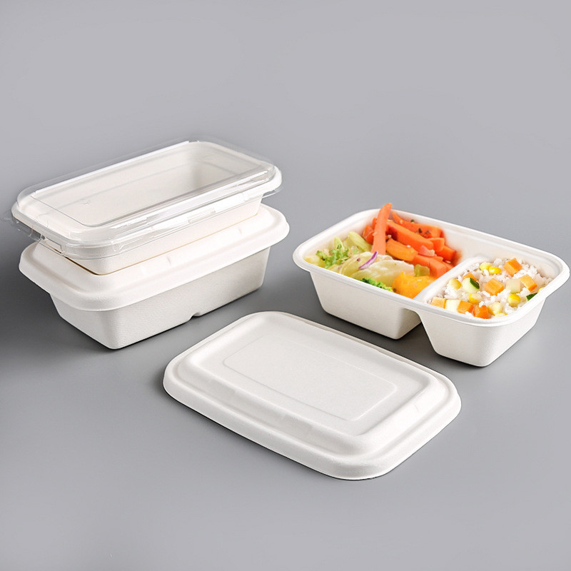 Disposable Sugarcane Takeaway to Go Lunch Box Food Containers for Restaurants Hotel