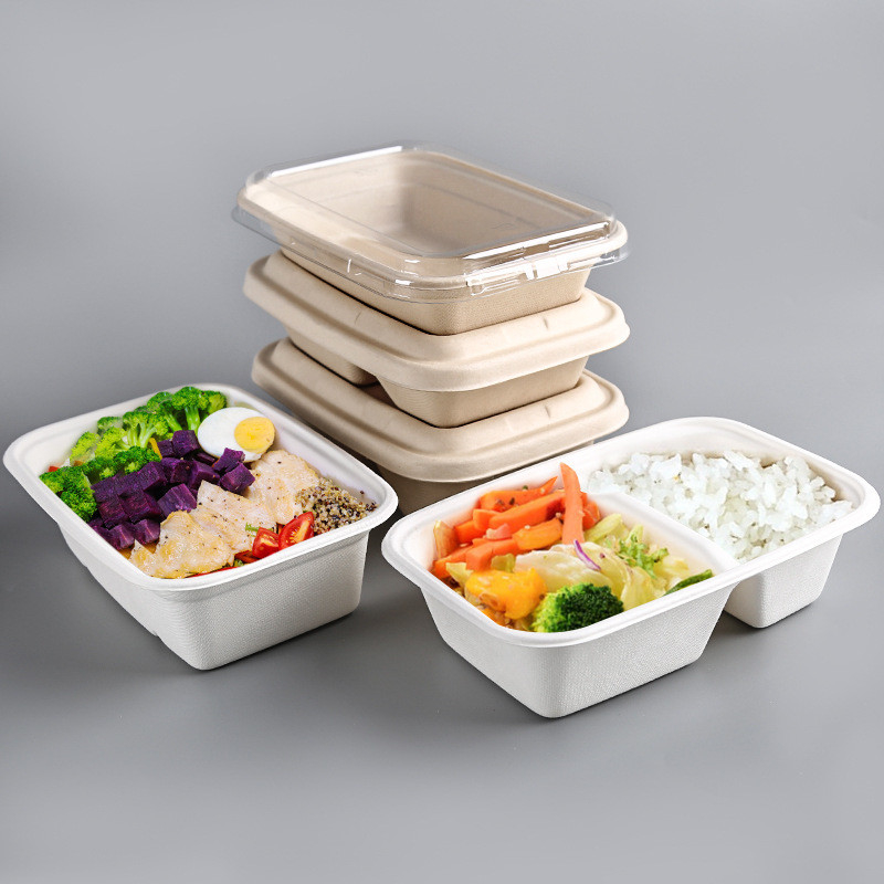 Disposable Sugarcane Takeaway to Go Lunch Box Food Containers for Restaurants Hotel