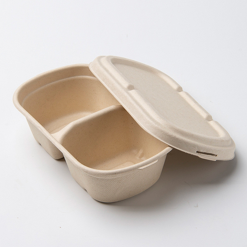 Disposable Sugarcane Takeaway to Go Lunch Box Food Containers for Restaurants Hotel