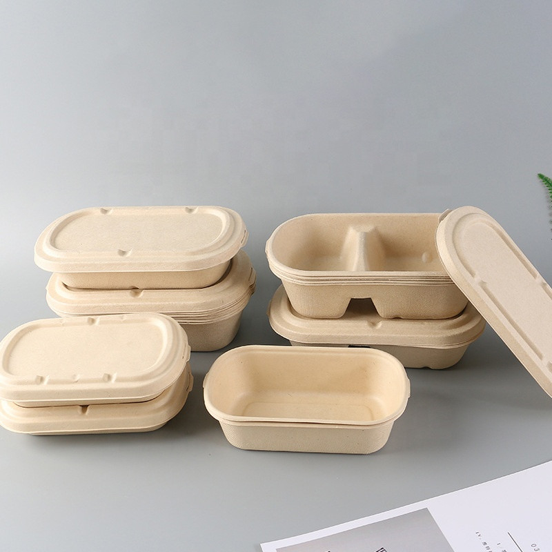 Bagasse Fiber Biodegradable Containers With Lids For Takeout Parties