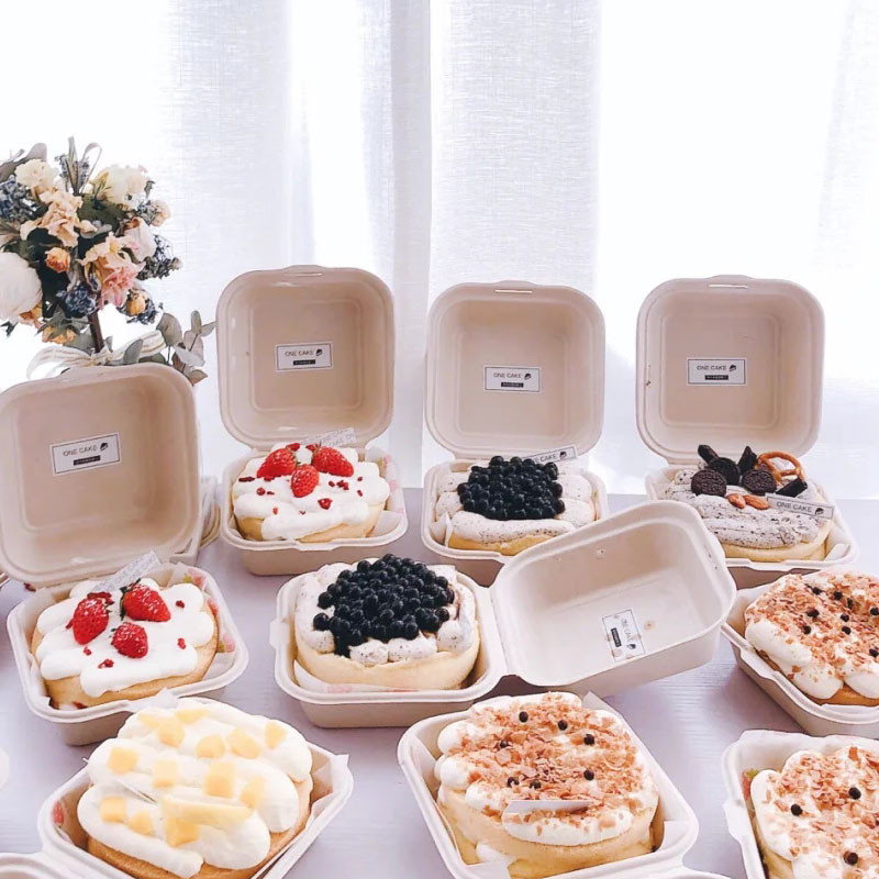 8'' 9" Clamshell Food Containers Sugarcane Food Box Bio Take Away Burger Box